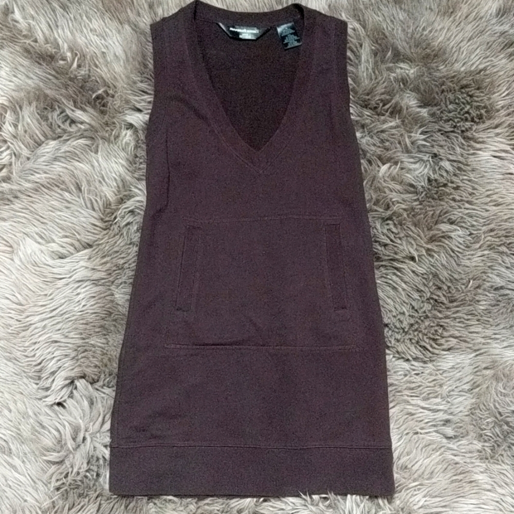 Norma Kamali Sleeveless V-Neck Tunic/ Sweatshirt Dress